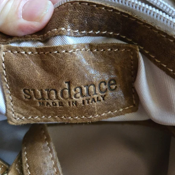 Sundance Italy Bag Brown Leather Brass Hardware Hobo Shoulder Tote Satchel Soft - Picture 11 of 16